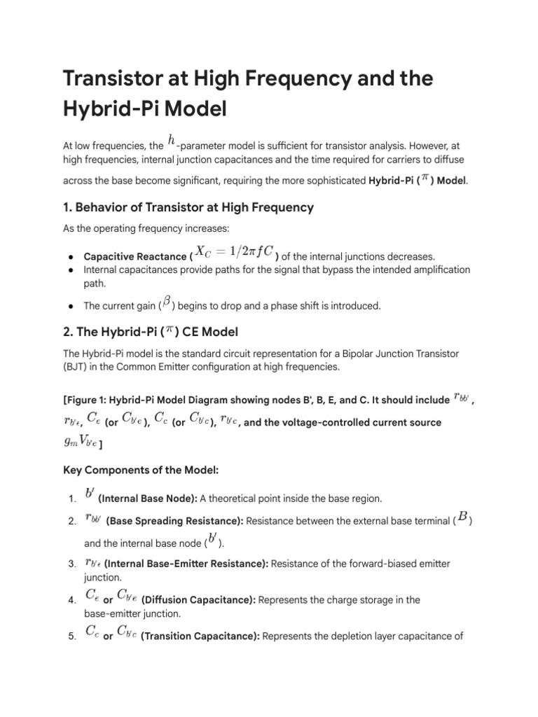 Transistor at High Frequency and Hybrid-Pi Model | PDF | Bipolar ...