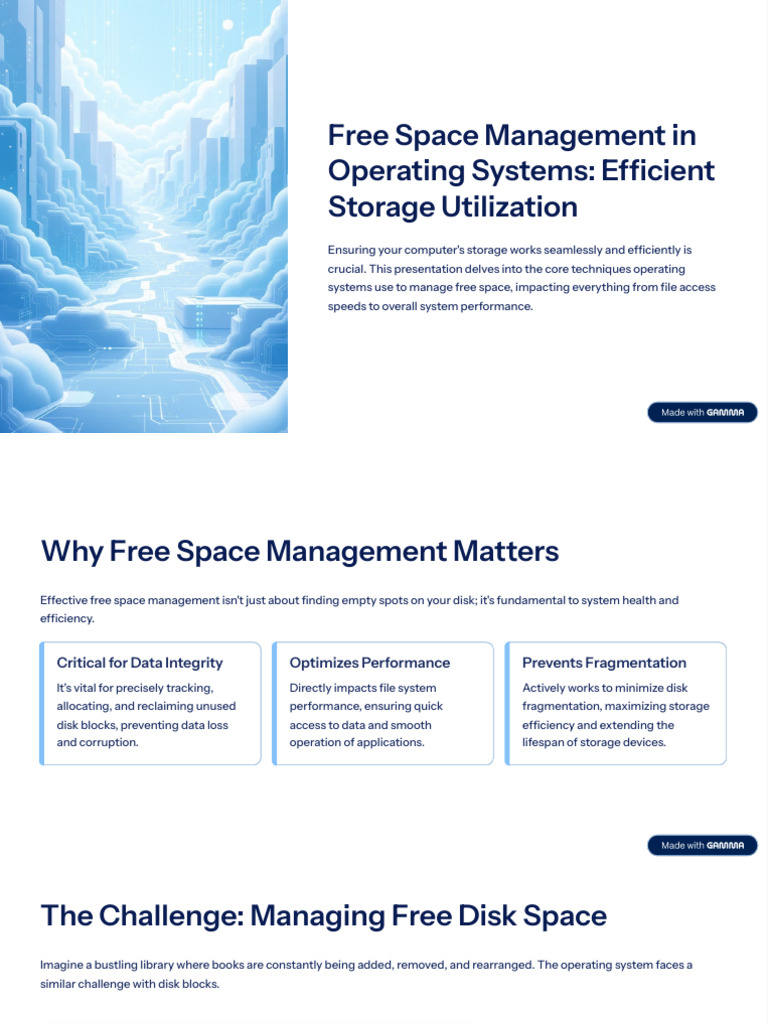 Free Space Management in Operating Systems Efficient Storage ...