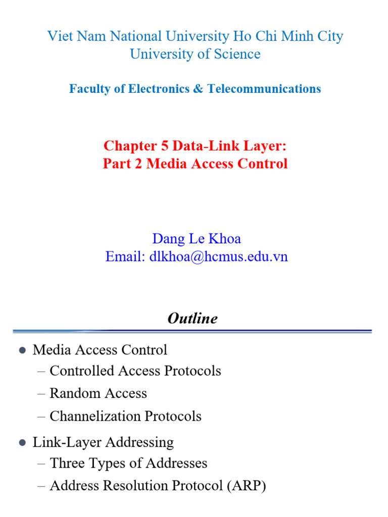 C5 - Data Link Layer - Part 2 Media Access Control - 2026 | PDF ...