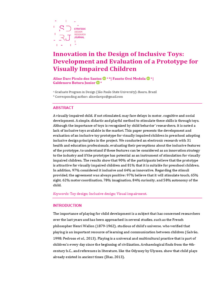 Innovation in the Design of Inclusive Toys-Development and Evaluation ...