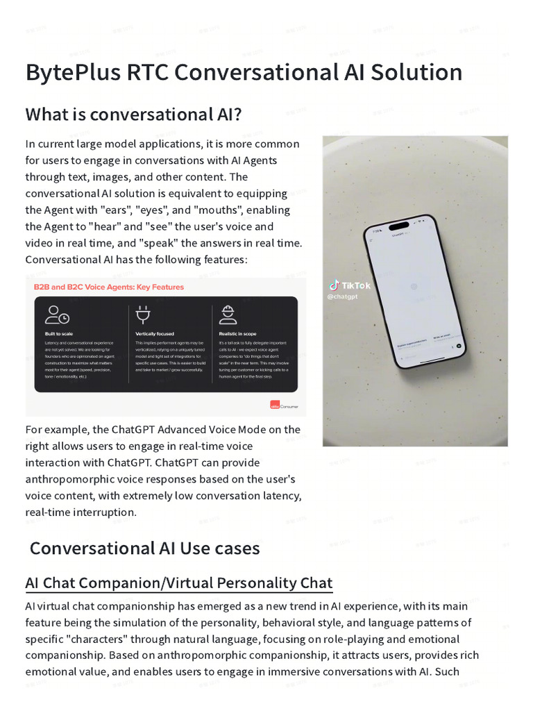 BytePlus RTC Conversational AI Solution | PDF | Artificial Intelligence ...