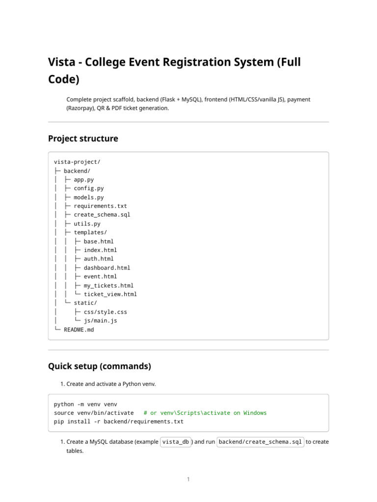 Vista - College Event Registration System (Full Code) | PDF | Qr Code ...