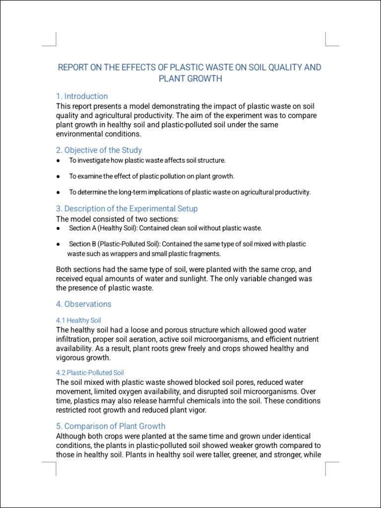 Plastic Polluted Soil Report | PDF | Soil | Plastic