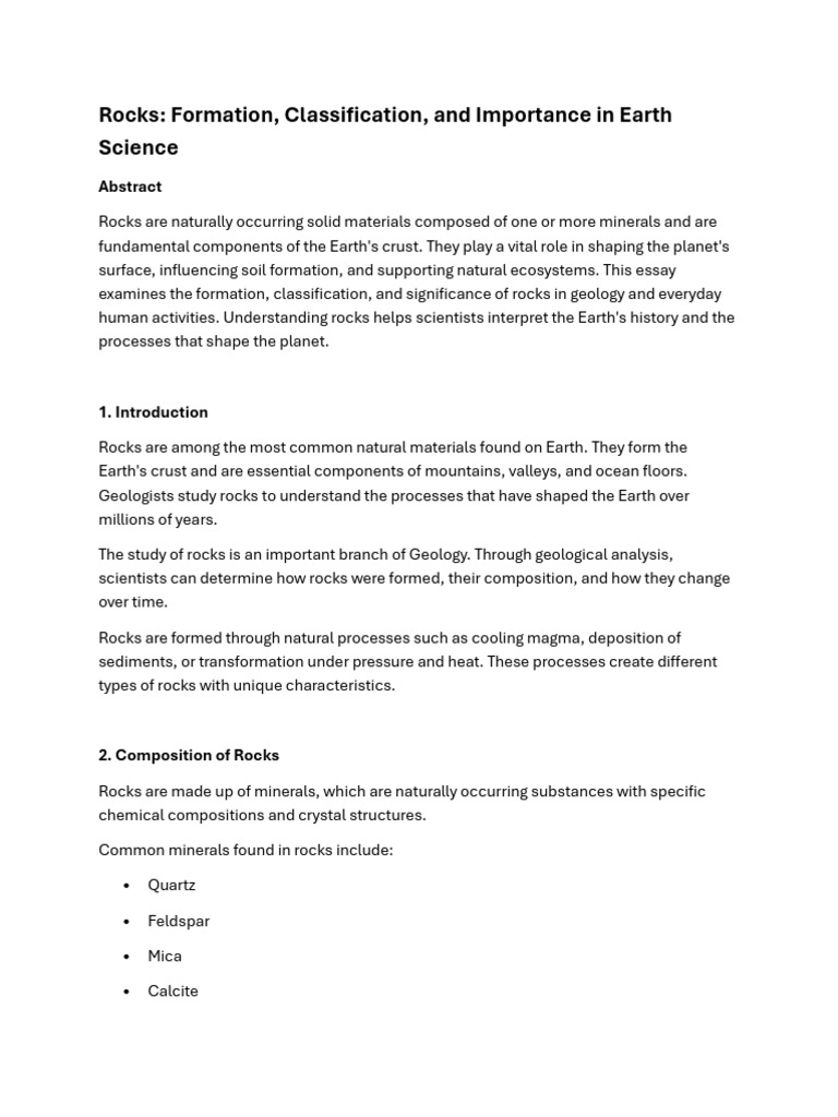 Rocks and Their Importance | PDF | Rock (Geology) | Sedimentary Rock