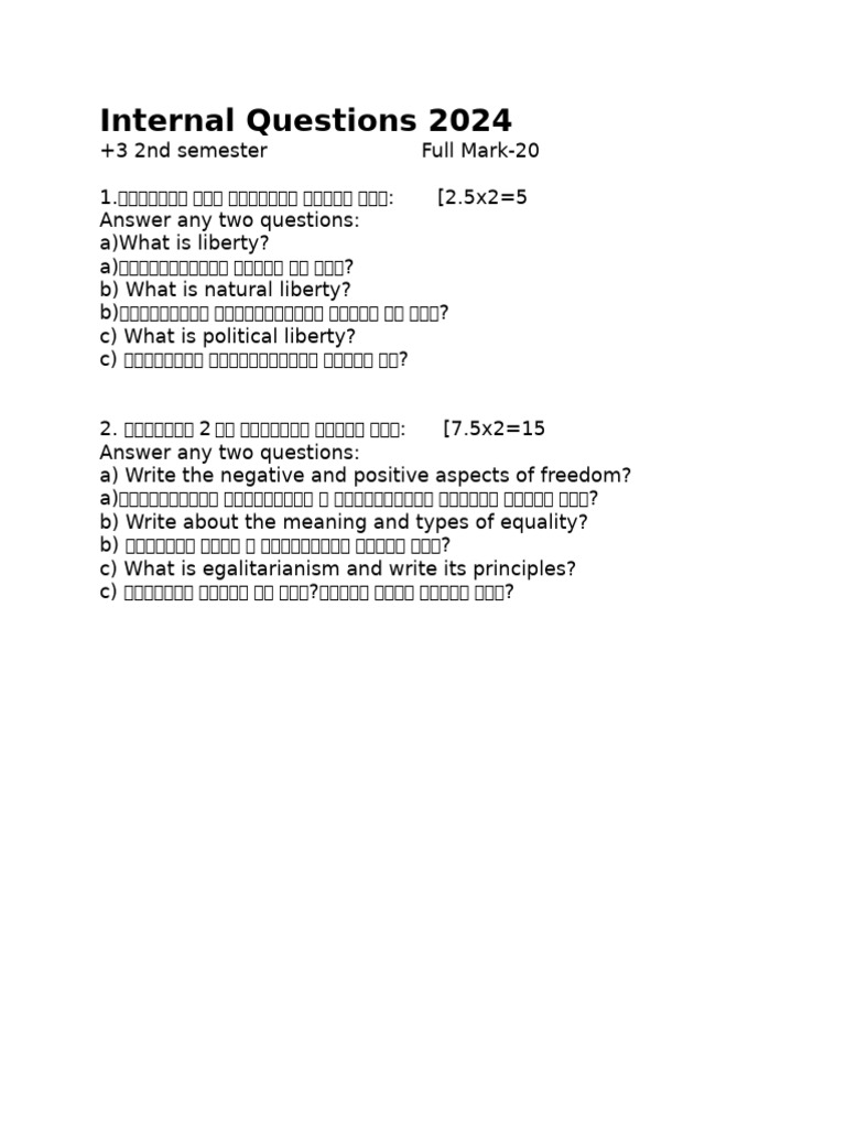 Internal Questions 2024 | PDF