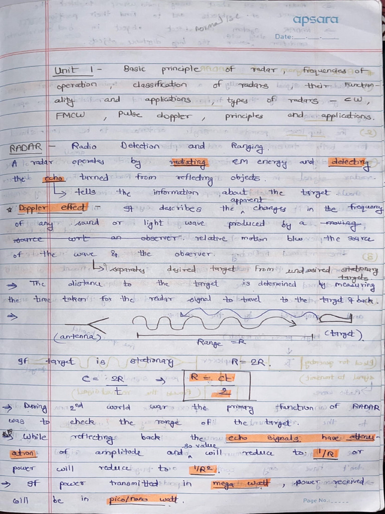Radar Class notes Radar System design | PDF