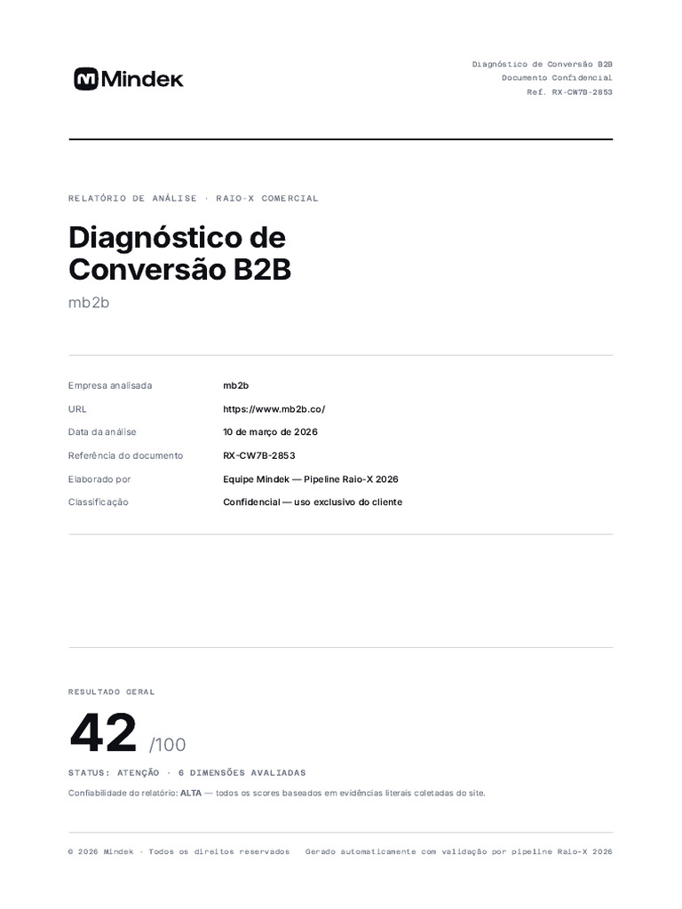 Relatorio Mb2b RX CW7B 2853 Mindek | PDF | Experiência de usuário | Sites