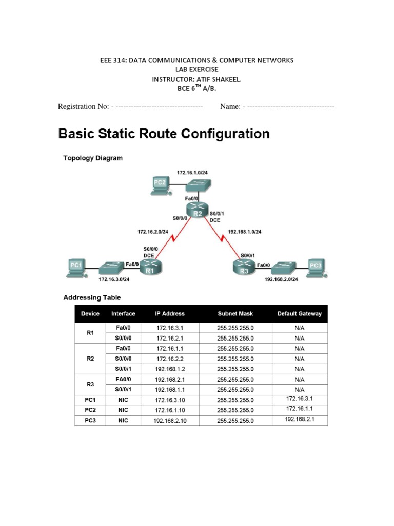 Basic Static Route Configuration | PDF | Technology & Engineering