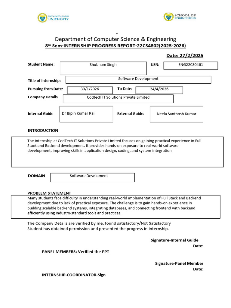 Internship_Progress Report (2) | PDF