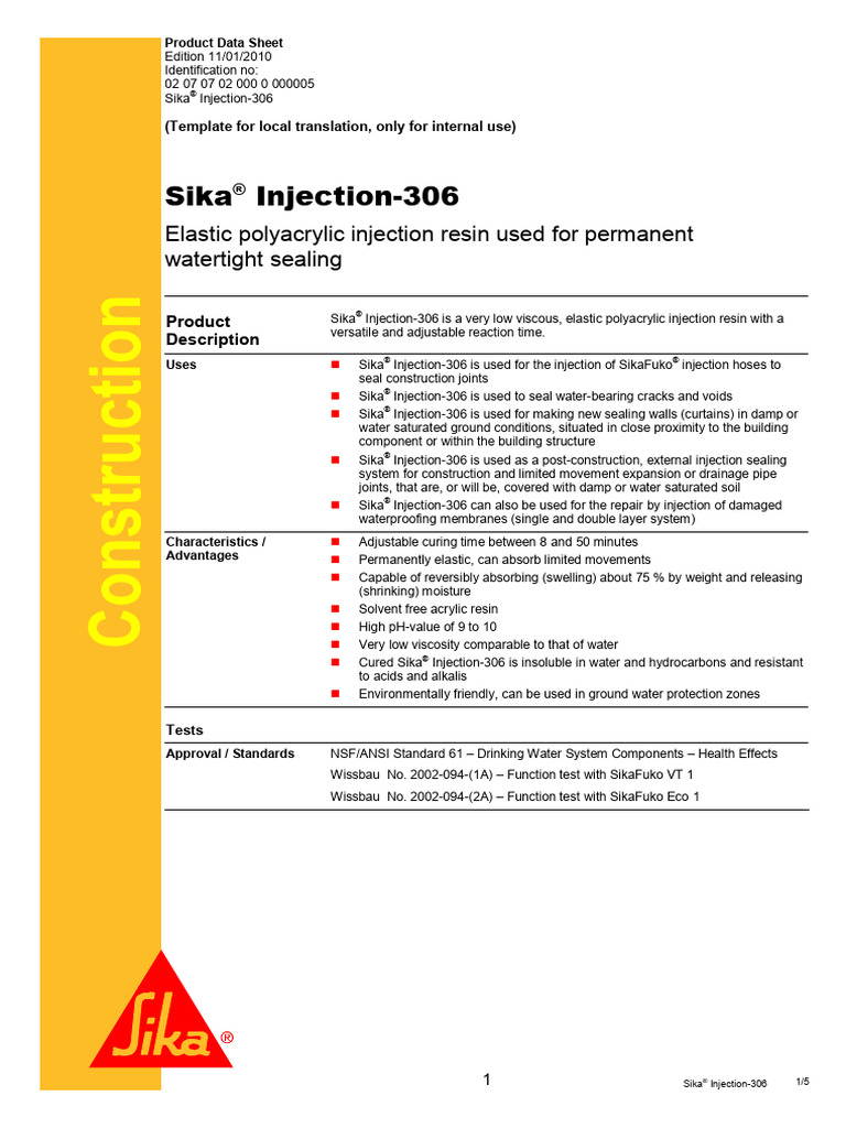 10 Sika Injection 306 | PDF | Epoxy | Water