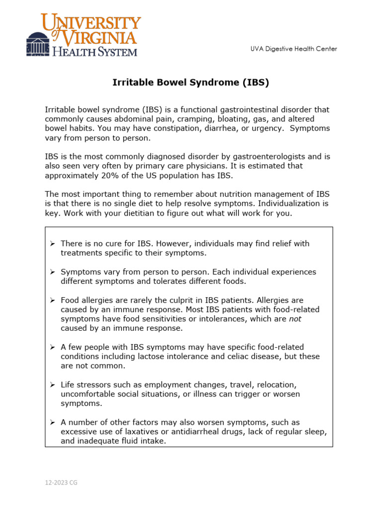 IBS-Diet-2023 | PDF | Irritable Bowel Syndrome | Food Intolerance