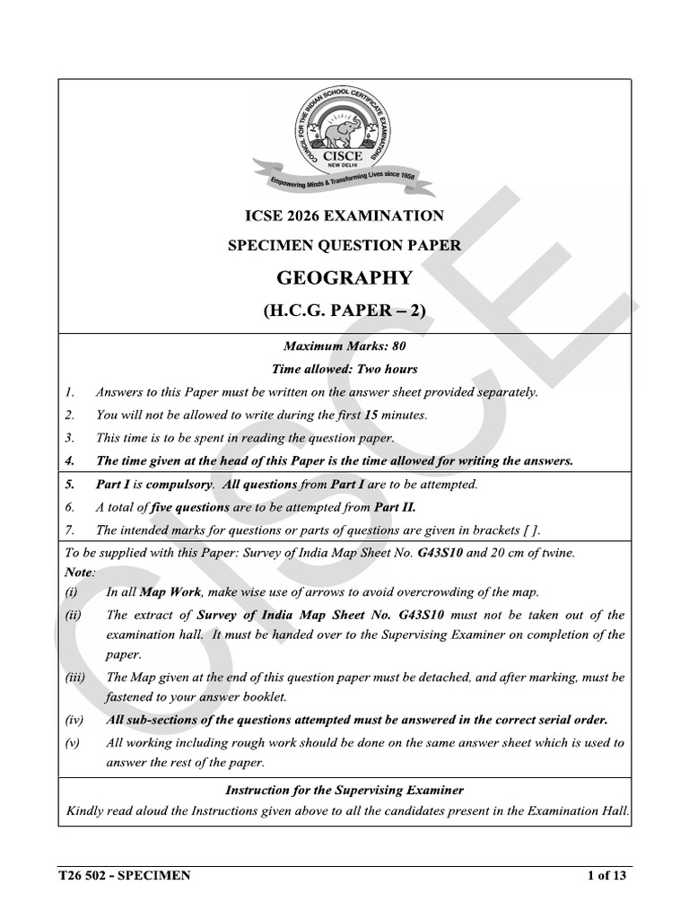 Geography Specimen 2026 | PDF