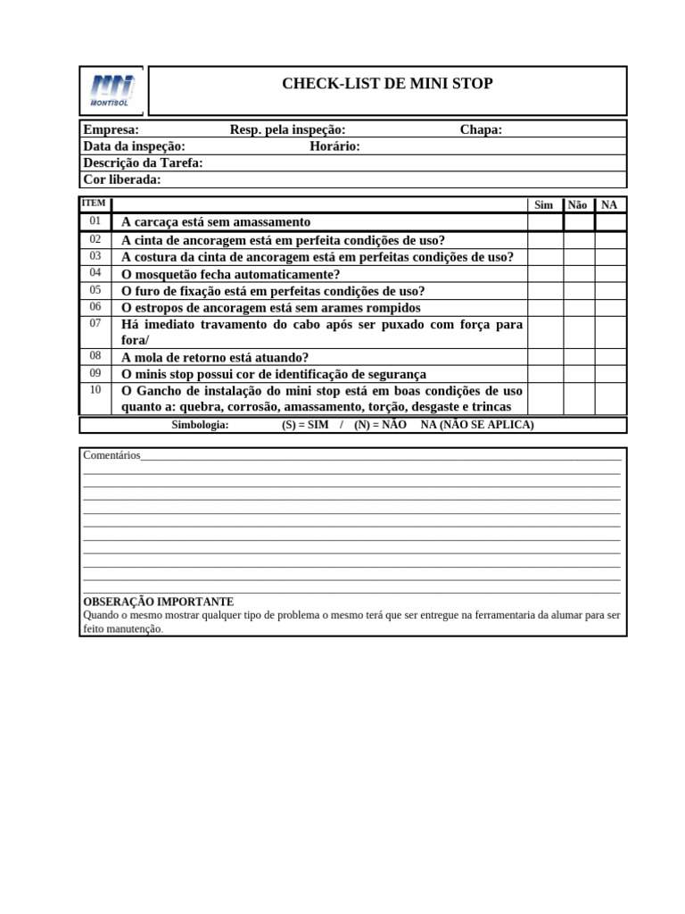 Check List Mini Stop | PDF