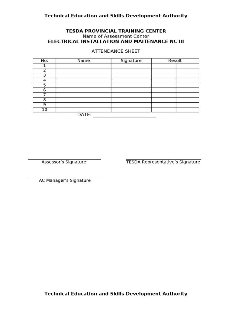 CCA Attendance Sheet | PDF
