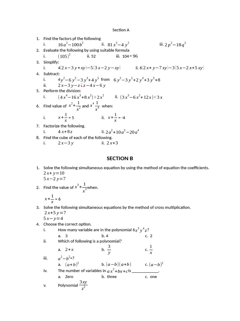 Class 8 Math Final | PDF
