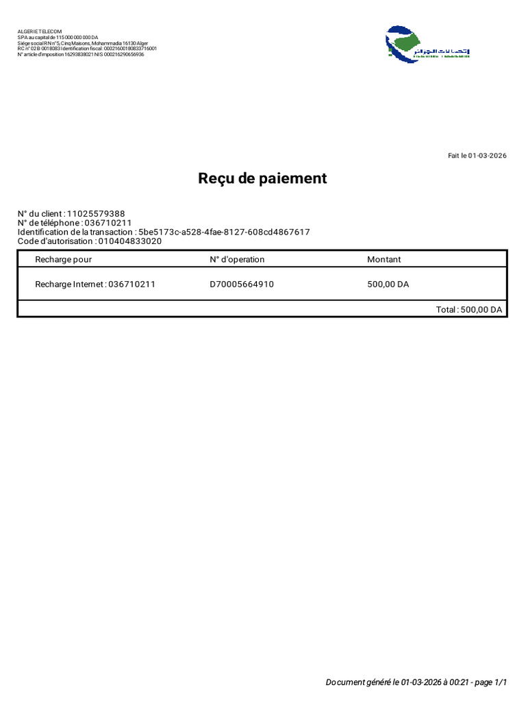 Reçu de Paiement 01-03-2026 00 - 21 | PDF