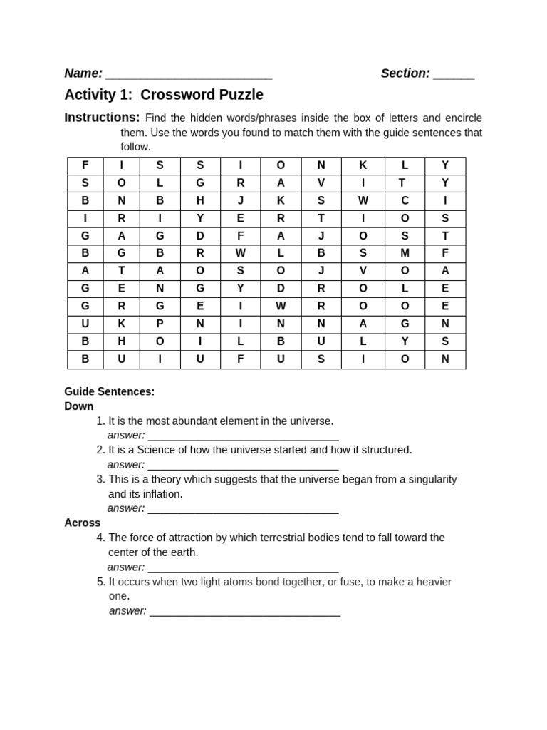 ACT. 1 Crossword Puzzle | PDF