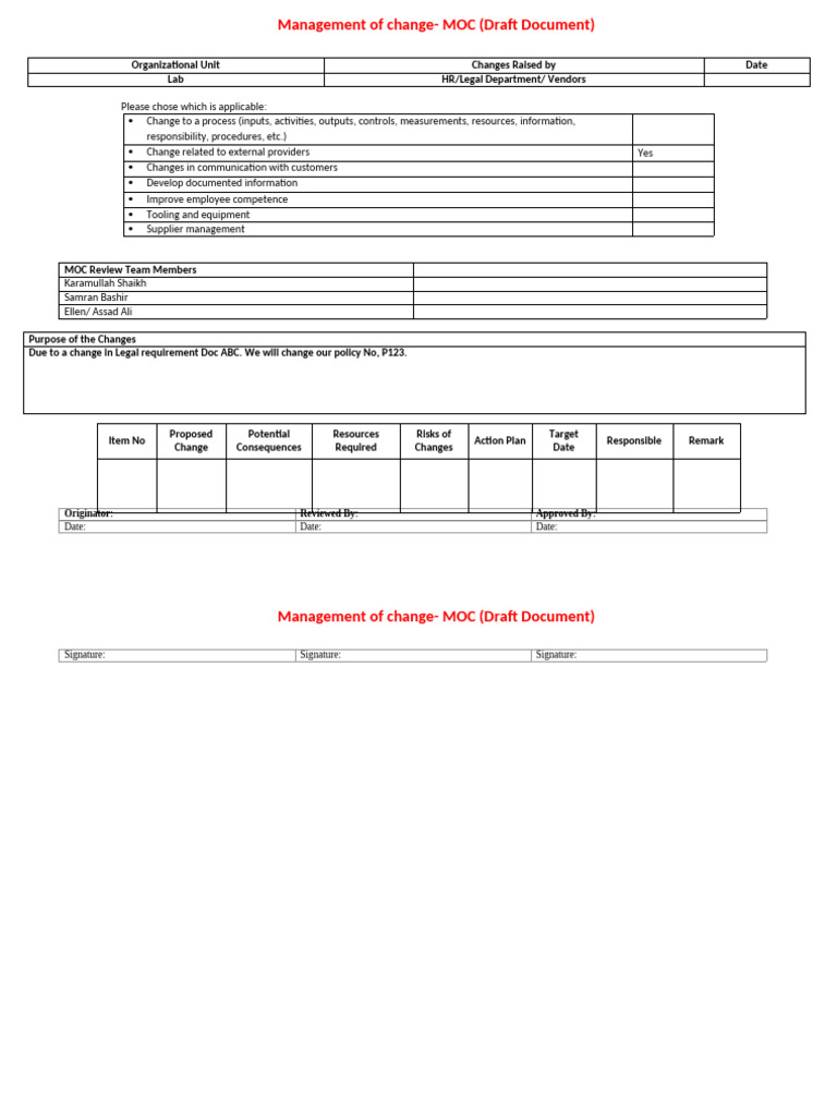 6.3or 8.1.3 MOC Request | PDF