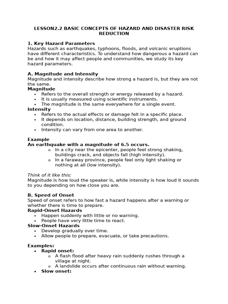 2 Basic Concepts of Hazard and Disaster Risk Reduction | PDF | Hazards ...