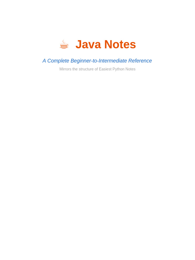 Java Notes Complete | PDF | Anonymous Function | Java Virtual Machine
