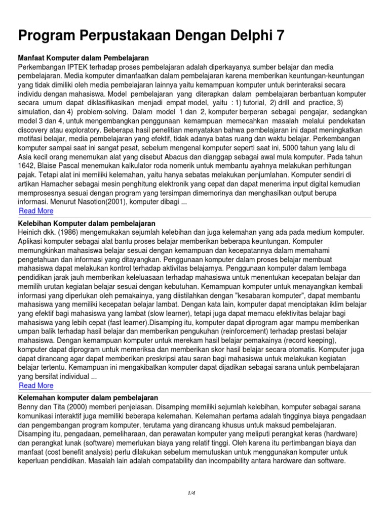 Program Perpustakaan Dengan Delphi 7 | PDF