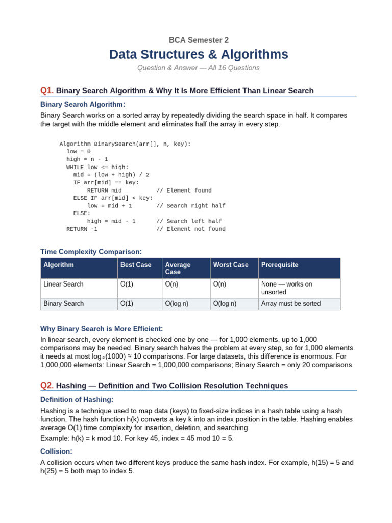BCA Sem2 DSA Answers | PDF | Queue (Abstract Data Type) | Computer ...