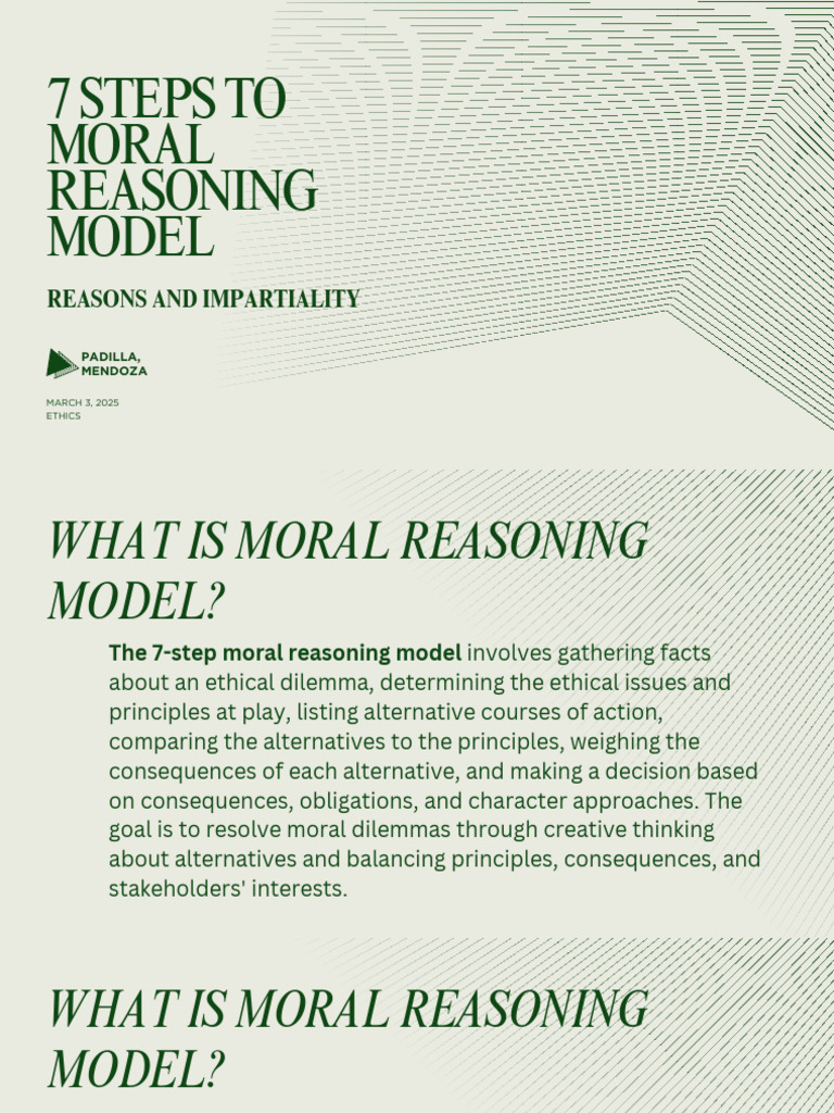 The 7 Steps To Moral Reasoning and The Role of Reasons and Impartiality ...