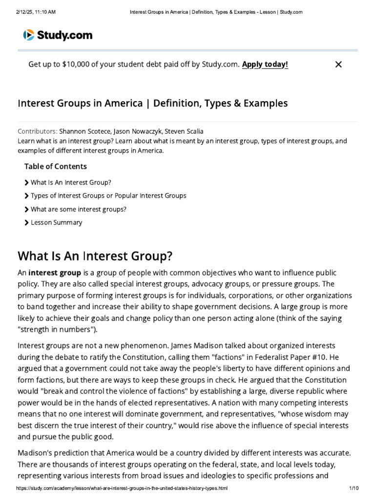 003 Interest Groups in America _ Definition, Types & Examples - Lesson ...