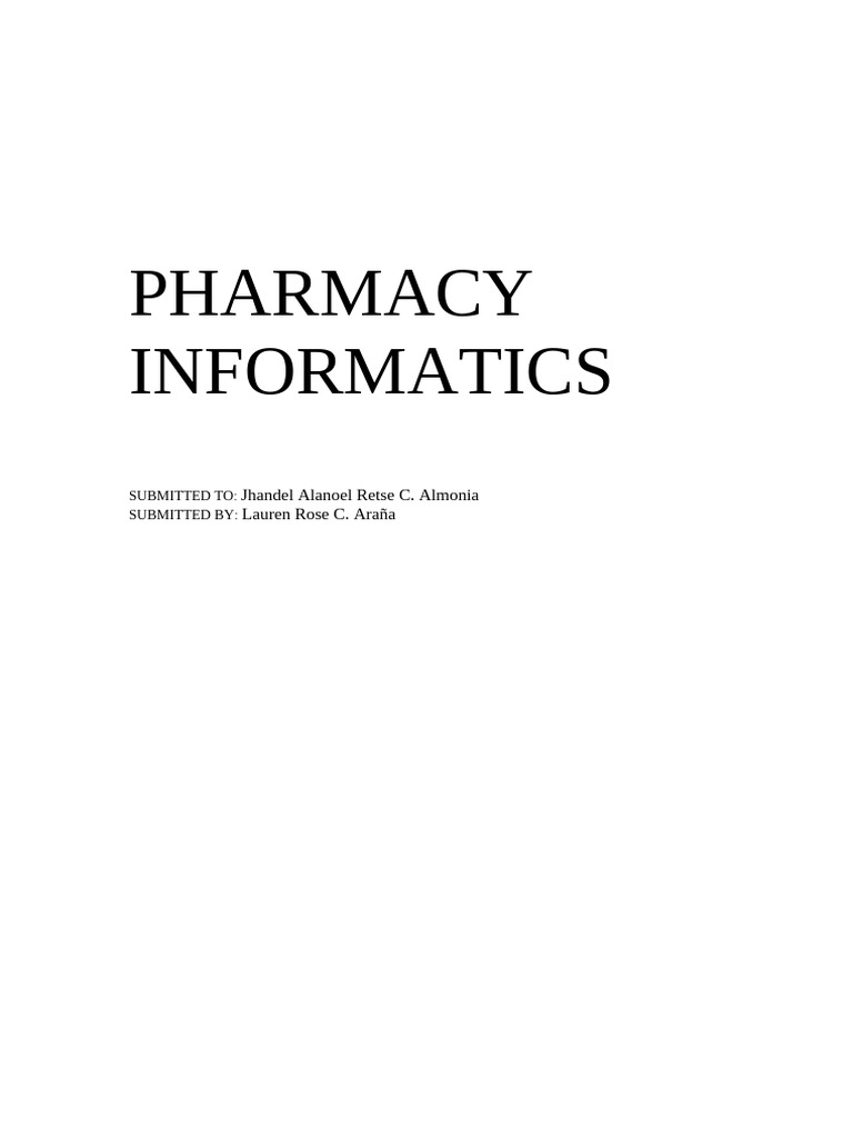 Pharmacy Informatics | PDF | Pharmacy | Electronic Health Record