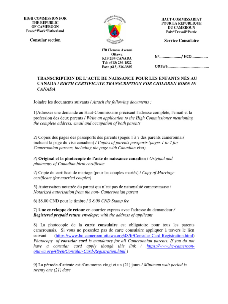5 Transcription Acte de Naissance | PDF | Gouvernement et identité