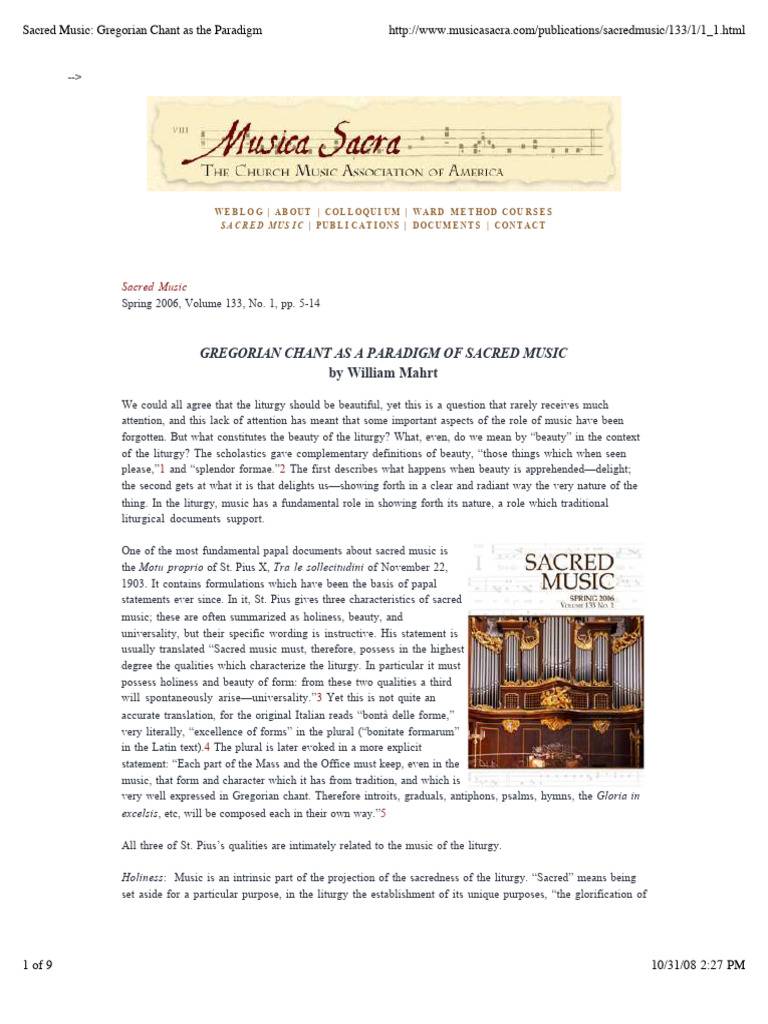 Gregorian Chant As The Paradigm of Sacre | PDF | Gregorian Chant ...