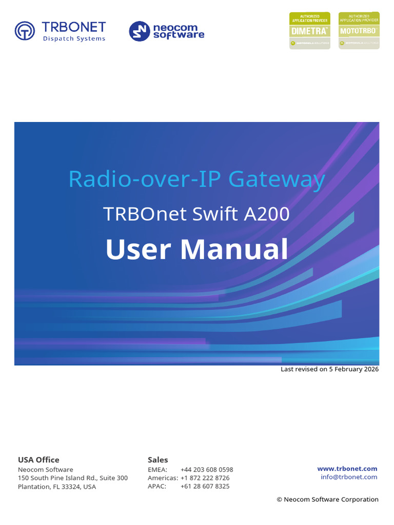 TRBOnet Swift A200 User Manual | PDF | Usb | Electrical Connector