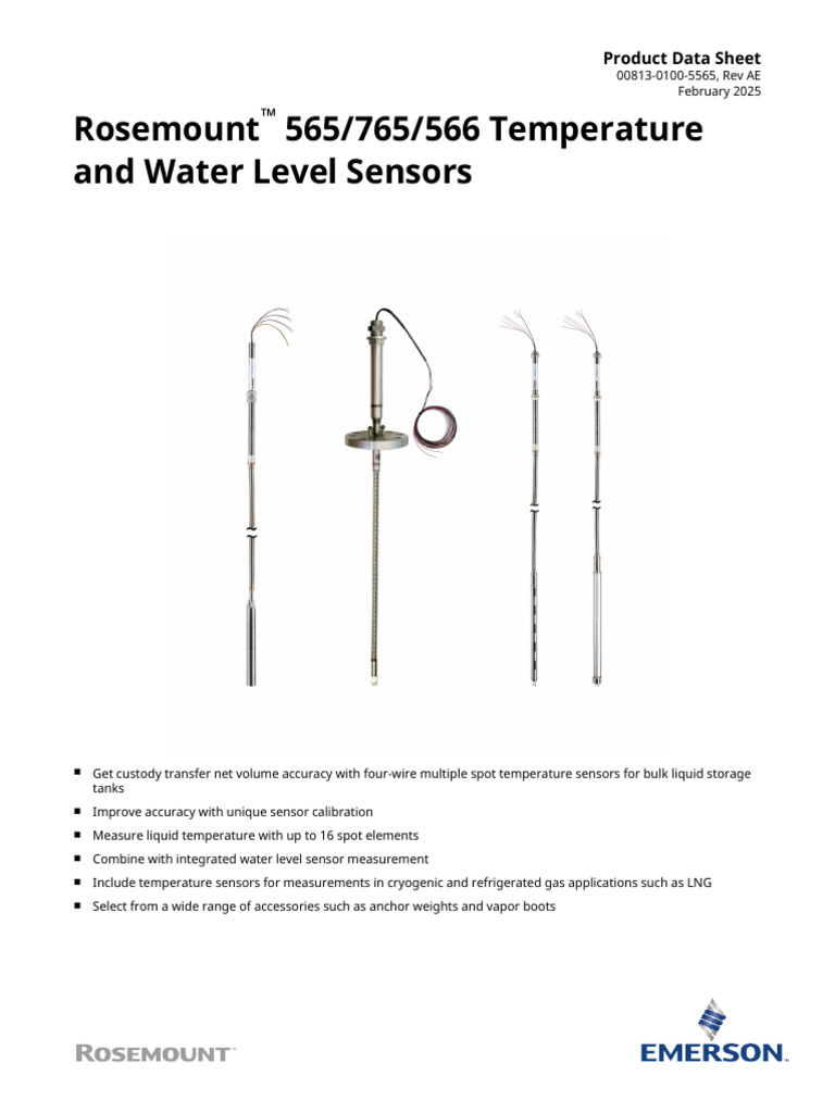 Product Data Sheet Rosemount 565 566 765 Temperature Water Level ...
