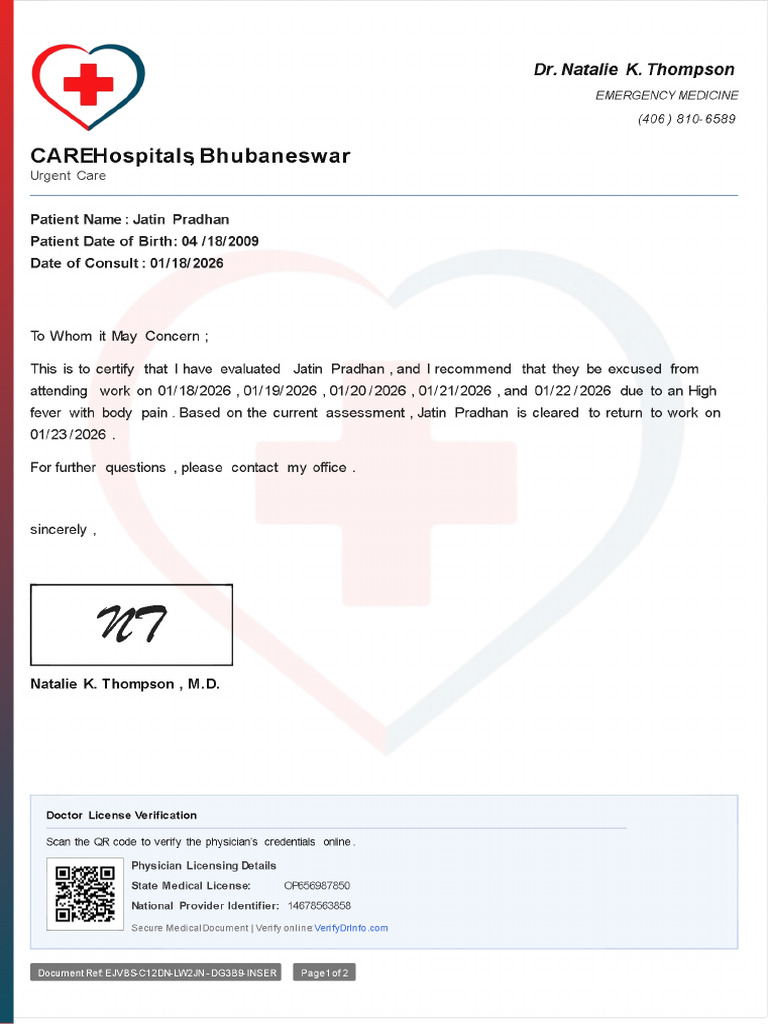Doctor Note With Signature | PDF