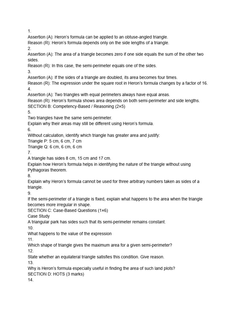 Herons Formula | PDF