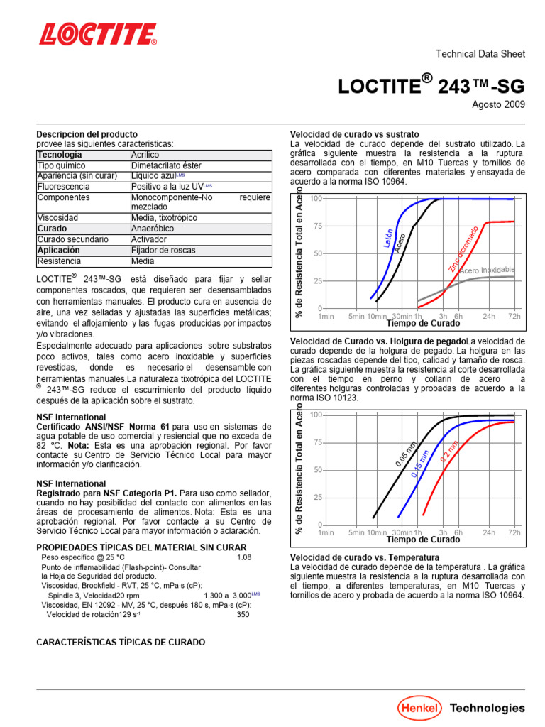 FT Loctite 243 | PDF | Tornillo