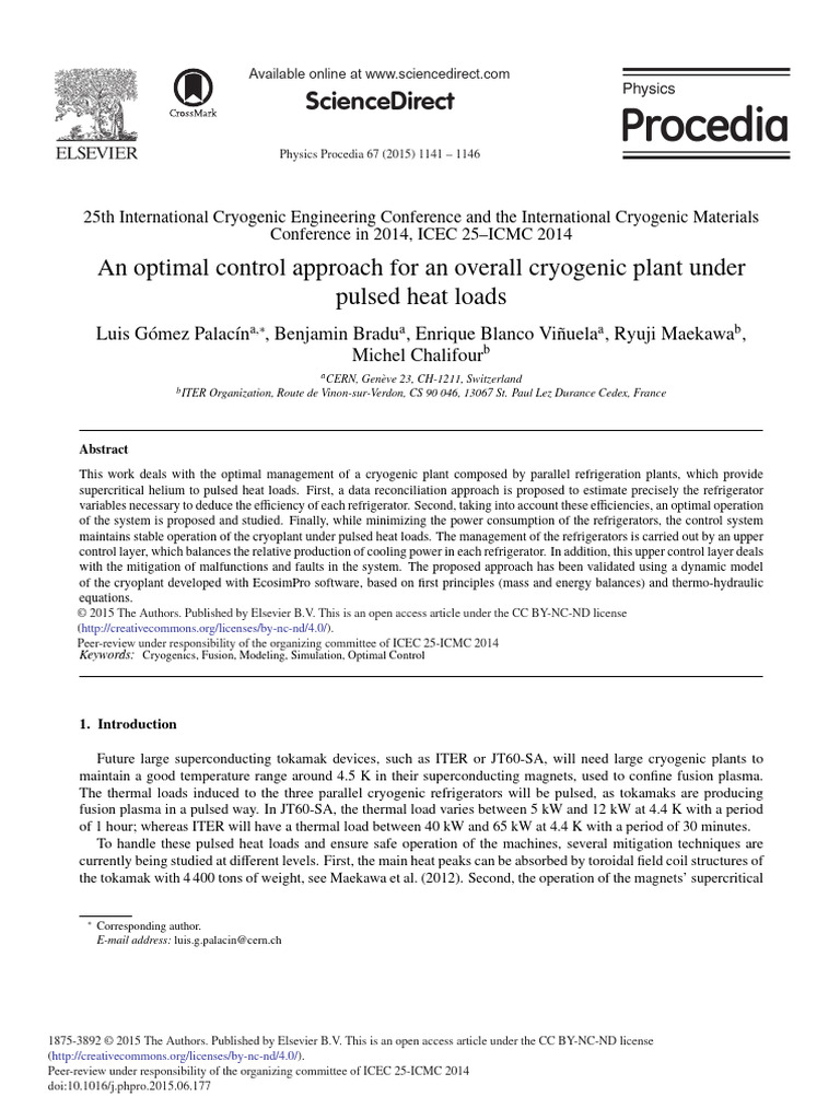 An Optimal Control Approach for an Overall Cryogenic Plant Under Pulsed ...