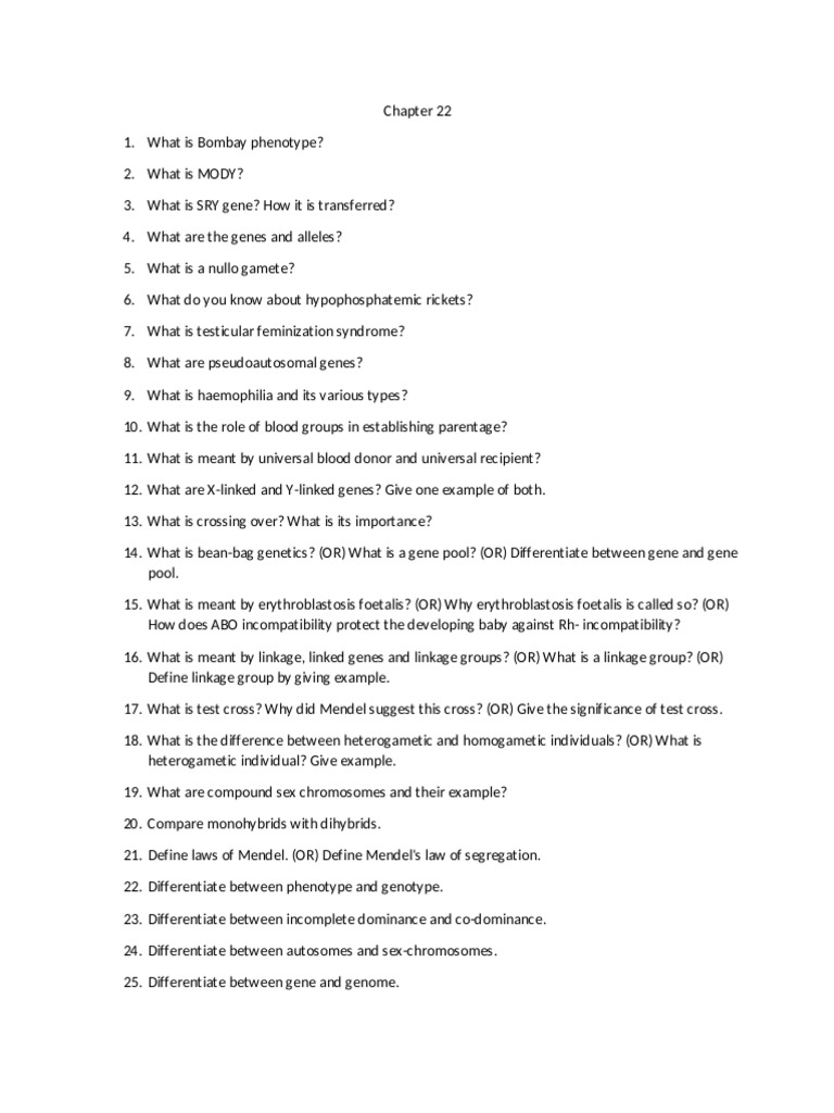 CHP 22 and 26 Short Questions | PDF | Dominance (Genetics) | Genetic ...