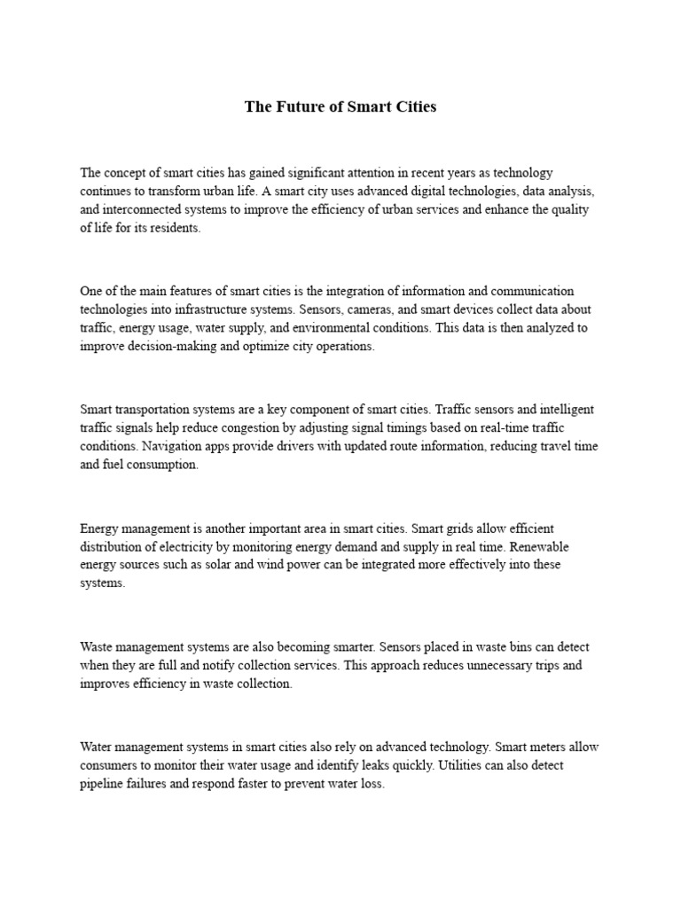 The Future of Smart Cities | PDF | Infrastructure | City