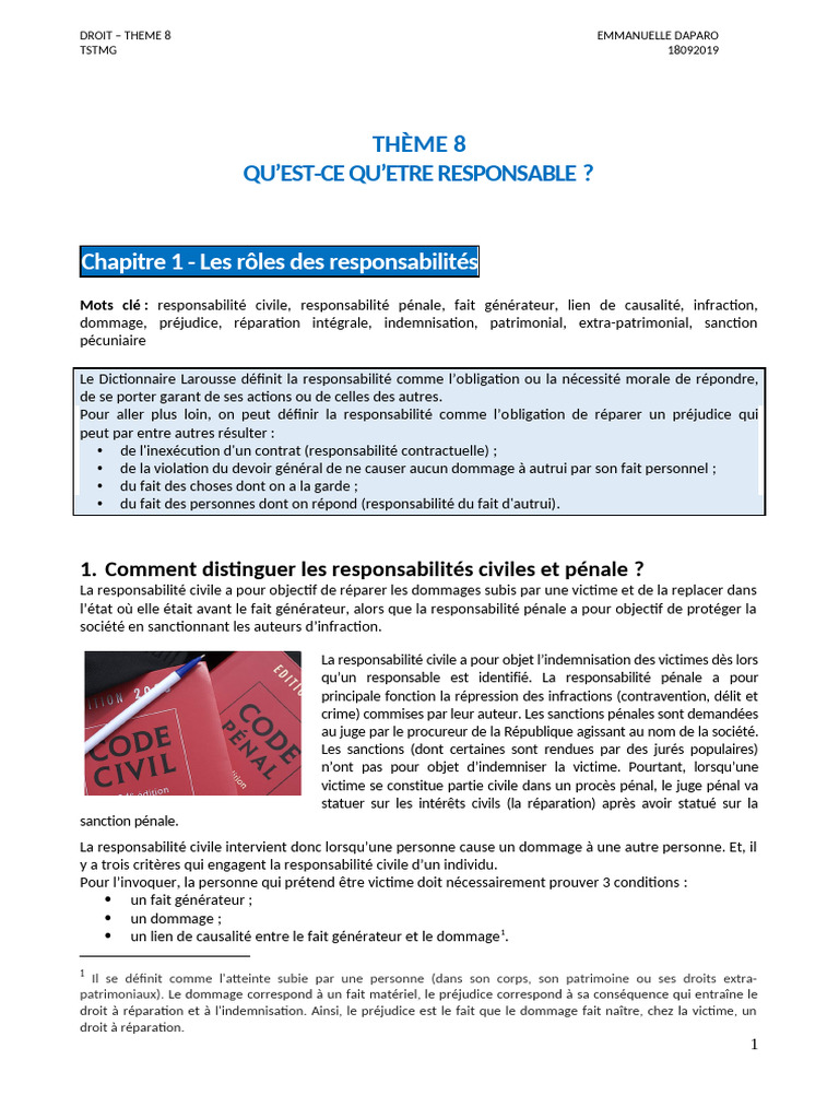 TSTMG - Droit - Synthèse - Thème 8 - Ch1.2.3 - 20192020 | PDF ...