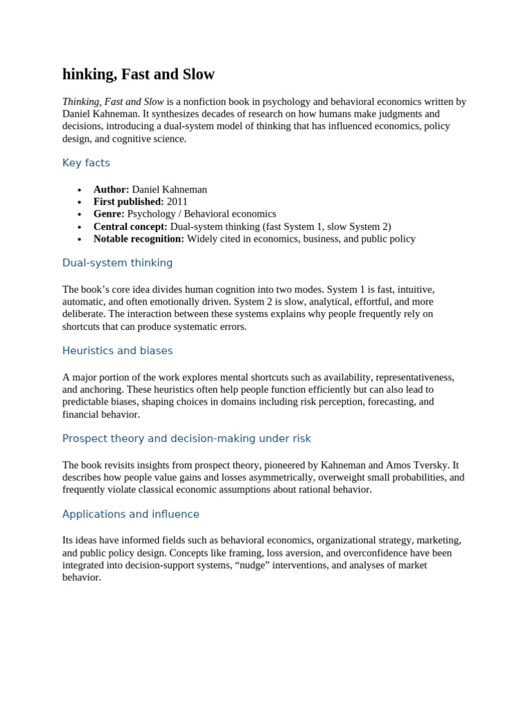 Thinking, Fast and Slow | PDF