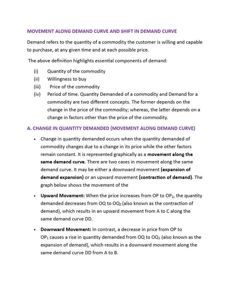 Movement Along Demand Curve and Shift in Demand Curve | PDF | Demand ...
