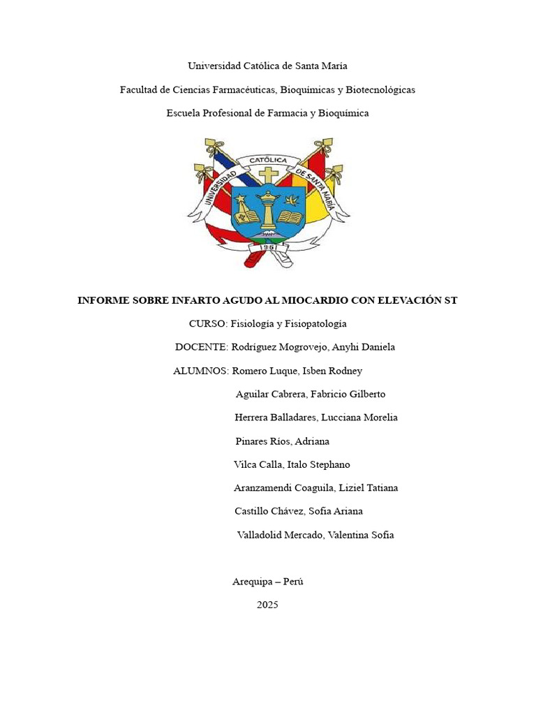 Grupo 1 Infarto Agudo Al Miocardio Con Elevacion ST | PDF | Infarto de ...