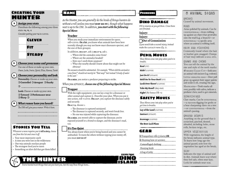 Hunter Playsheet | PDF | Zoology