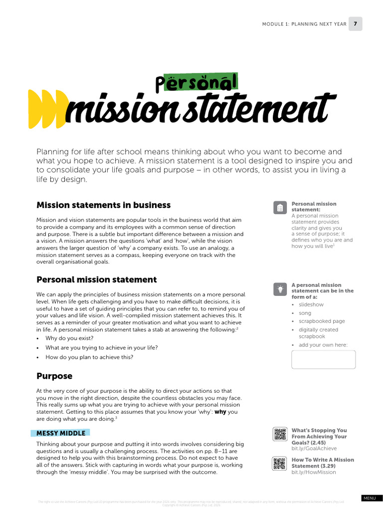 LO Manual Personal Mission Statement | PDF