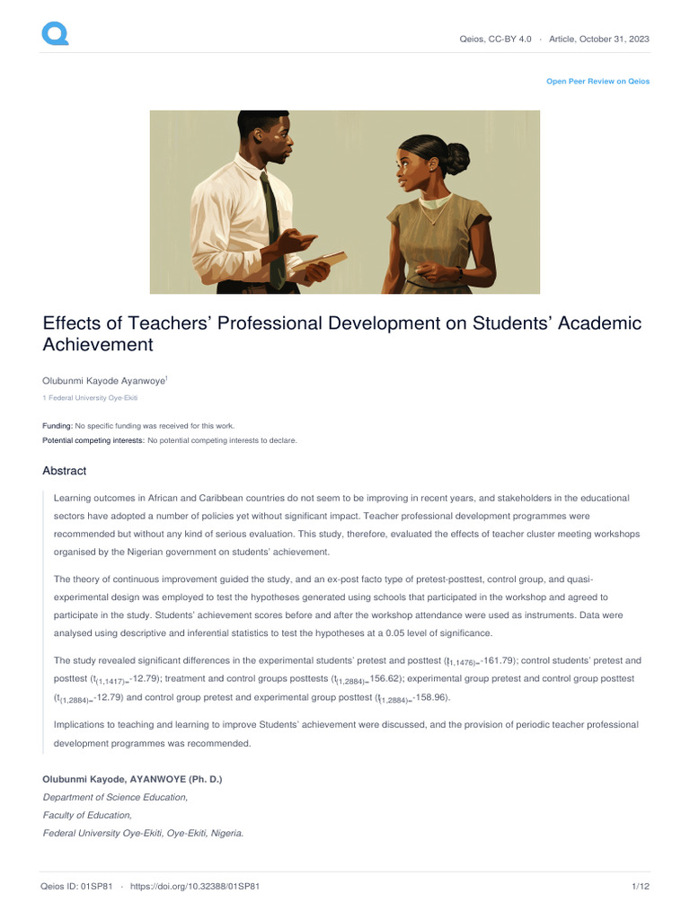 Effects of Teachers Professional Development on S | PDF | Teachers ...