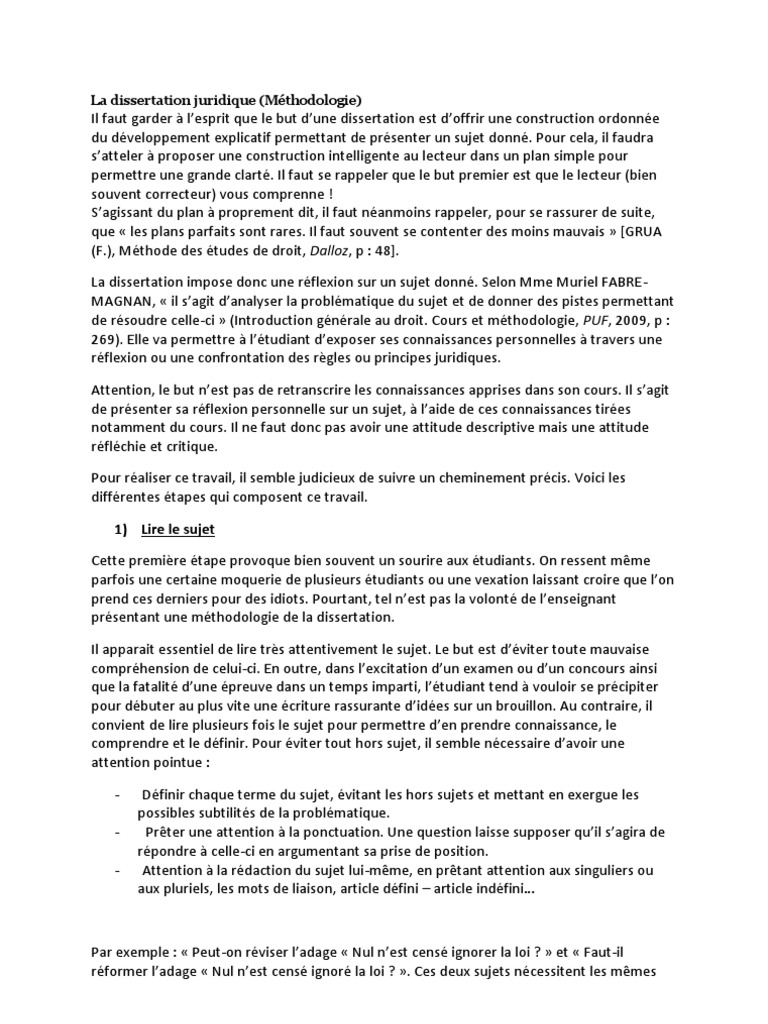 comment faire une dissertation en droit