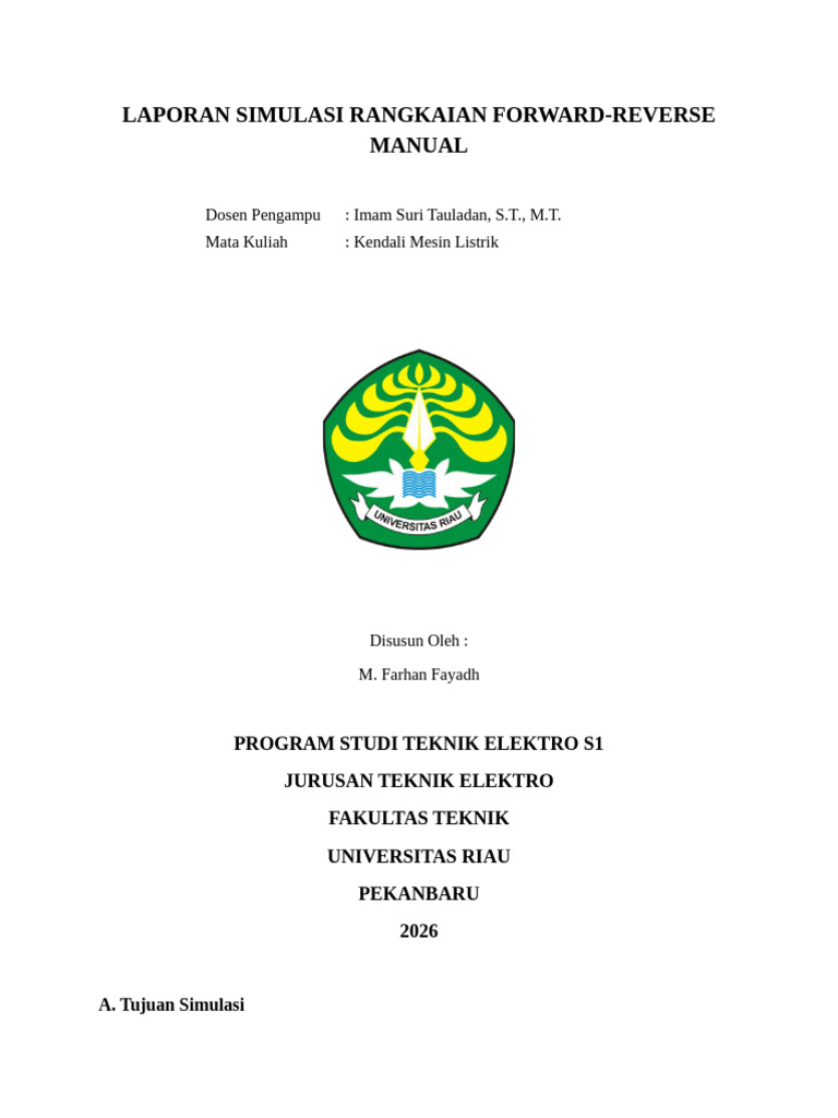 Laporan Simulasi Rangkaian Forward-reverse Manual Menggunakan Ekts | PDF