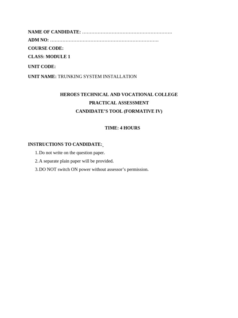 Candidate Trunking Form IV | PDF