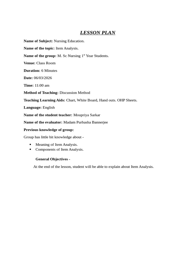 Lesson Plan 1st Page | PDF